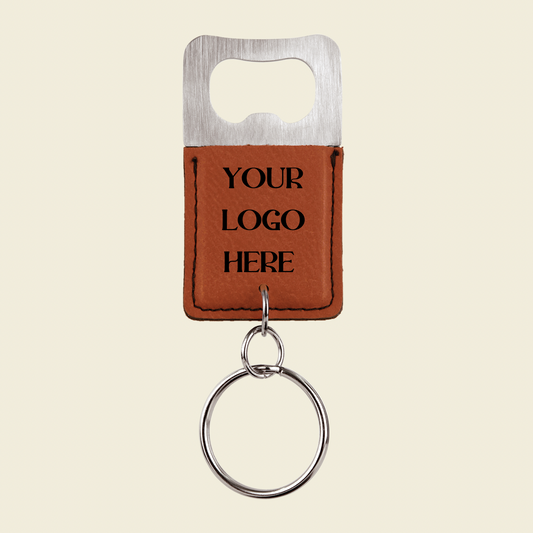 Rectangle Bottle Opener Keychain - Rawhide